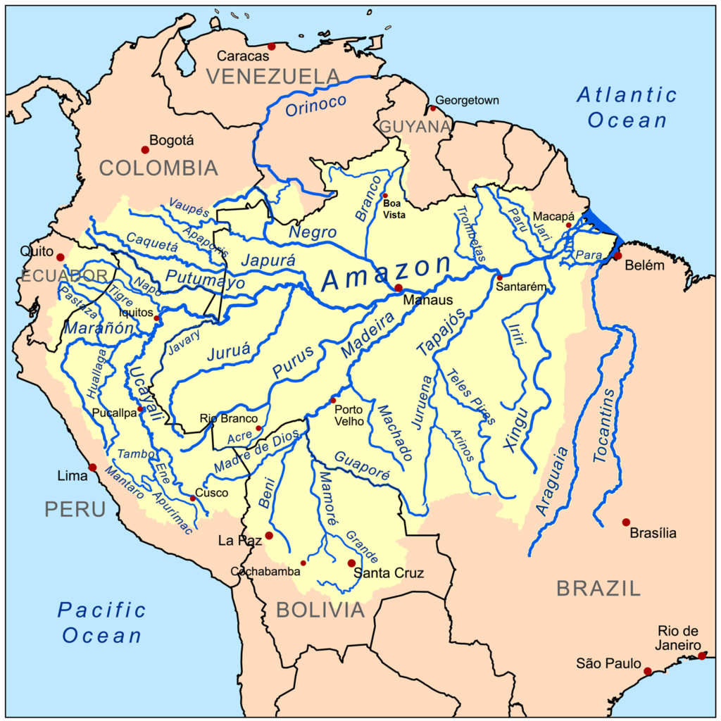Amazonas folyó és az Amazonas-medence.