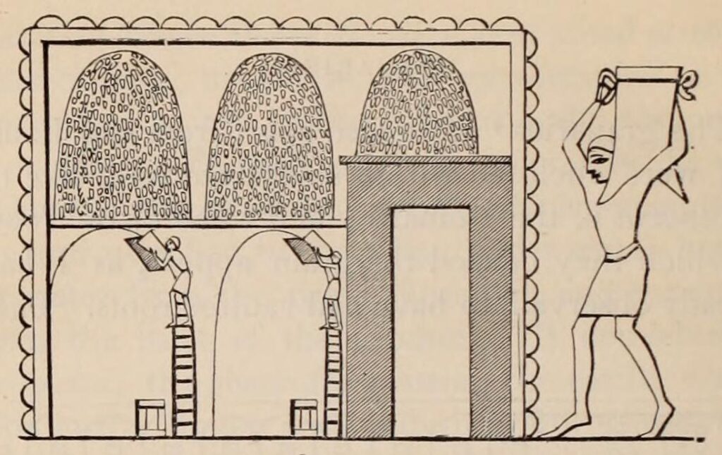 Magtárak egy ókori egyiptomi freskó másolatán. Forrás: wikipedia
