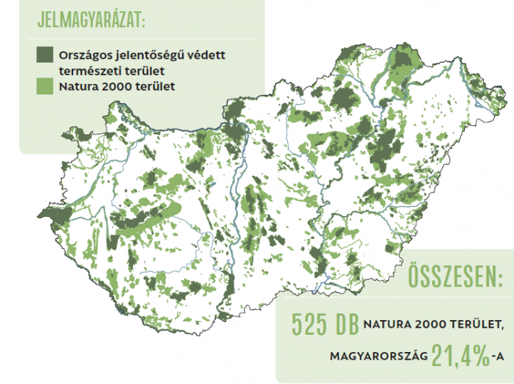 Natura 2000 területek Magyarországon. Kép forrása: agroforum.hu