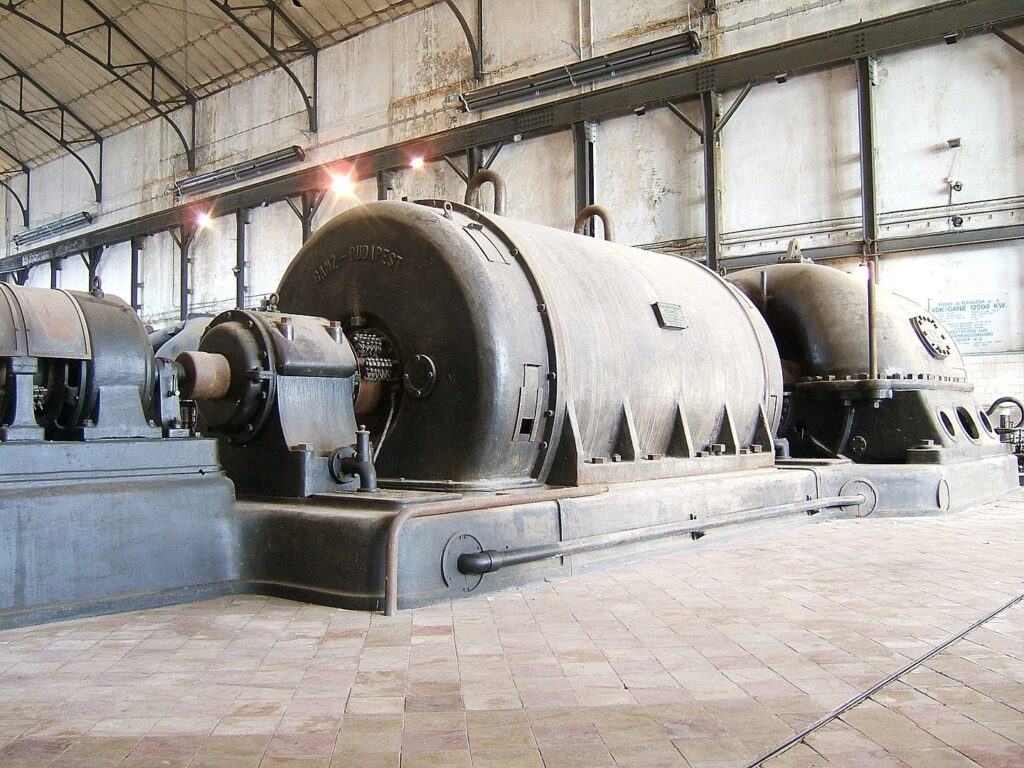 A magyar Ganz gyárban készült, Belgiumban működő generátorok egyike. Kép forrása: wikipedia