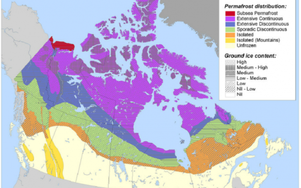 permafroszt kiterjedés Kanadában