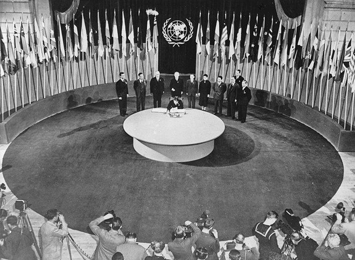 Az ENSZ 1945-ös megalapítása. Kép forrása: sutori.com