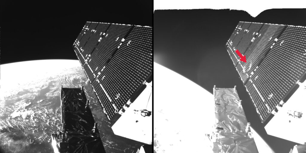 Űrszemét rongálta meg az ESA egyik Sentinel-1-es műholdja napelem paneljét. Kép forrása